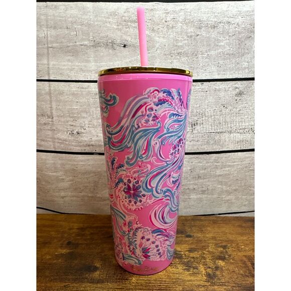 Lily Pulitzer Tumbler with Lid Only "Don't Be Jelly" With‎ Straw - Picture 1 of 4